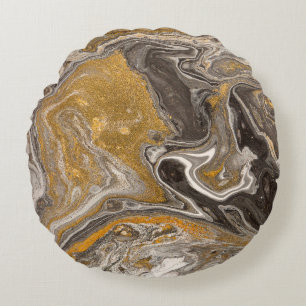 Abstrakter Acrylgrund aus Marmor. Naturmarmor Rundes Kissen