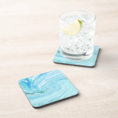 Abstrakter Acrylpour am Strand Blue Ocean Getränkeuntersetzer (Rechte Seite)