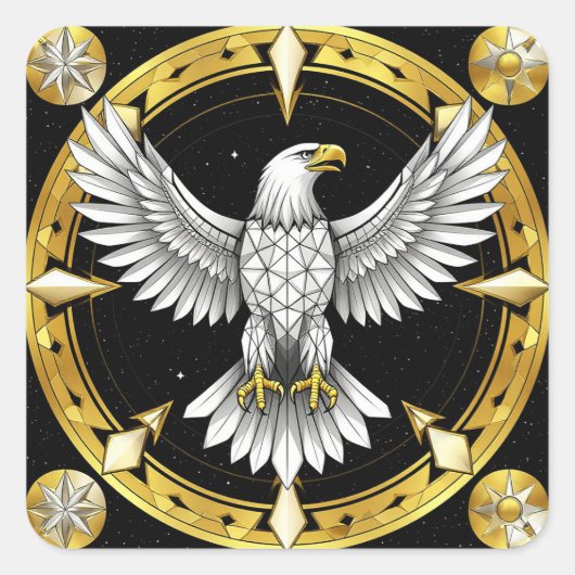 Abstrakter Adlerspread Wings Quadratischer Aufkleber (Vorderseite)