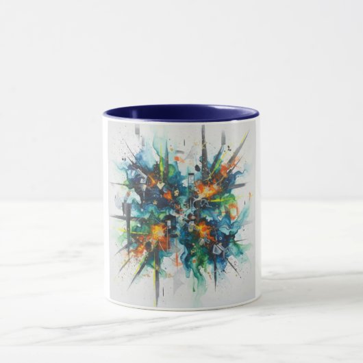 Abstrakter Akt Farbexplosion Keramikbecher Tasse (Zentrum)