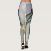 Abstrakter Alkohol Tinte Aquamarin Lila Grau Gold Leggings (Rückseite)