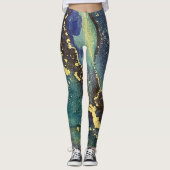 Abstrakter Alkohol Tinte Art Aquamarines Lila blau Leggings (Vorderseite)