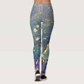 Abstrakter Alkohol Tinte Art Blue Aquamarin und Go Leggings (Rückseite)