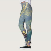 Abstrakter Alkohol Tinte Art Blue Aquamarin und Go Leggings (Links)