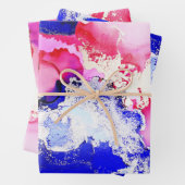 Abstrakter Alkohol Tinte Art Red Blue Pink Lila Go Geschenkpapier Set (Beispiel)