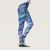 Abstrakter Alkohol Tinte Flüssigkeit Art Blau Lila Leggings (Rechts)