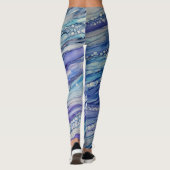 Abstrakter Alkohol Tinte Flüssigkeit Art Blau Lila Leggings (Rückseite)