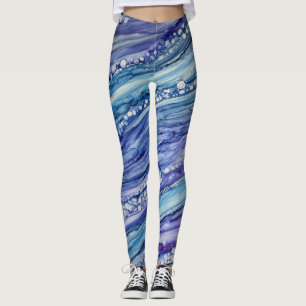 Abstrakter Alkohol Tinte Flüssigkeit Art Blau Lila Leggings