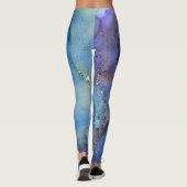 Abstrakter Alkohol Tinte Green Lila Blue & Gold Leggings (Rückseite)