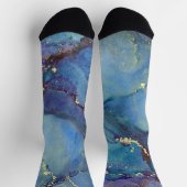 Abstrakter Alkohol Tinte Green Lila Blue & Gold Socken (Oben)
