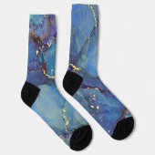 Abstrakter Alkohol Tinte Green Lila Blue & Gold Socken (Rechts)