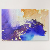 Abstrakter Alkohol Tinte Royal Blue Citrus Brass J Puzzle (Horizontal)