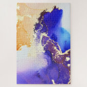 Abstrakter Alkohol Tinte Royal Blue Citrus Brass J Puzzle (Vertikal)