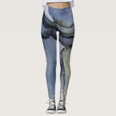 Abstrakter Alkohol Tinte Shimmery Blue & Gold Leggings (Vorderseite)