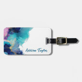 Abstrakter Alkoholink Blau/Aquamariner Lavendel Gepäckanhänger (Vorderseite horizontal)