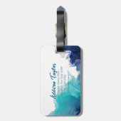 Abstrakter Alkoholink Blau/Aquamariner Lavendel Gepäckanhänger (Rückseite vertikal)