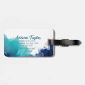 Abstrakter Alkoholink Blau/Aquamariner Lavendel Gepäckanhänger (Rückseite horizontal)