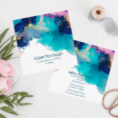 Abstrakter Alkoholink Blauer Lavendel Quadratische Visitenkarte