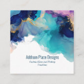 Abstrakter Alkoholink Blauer Lavendel Quadratische Visitenkarte (Vorderseite)