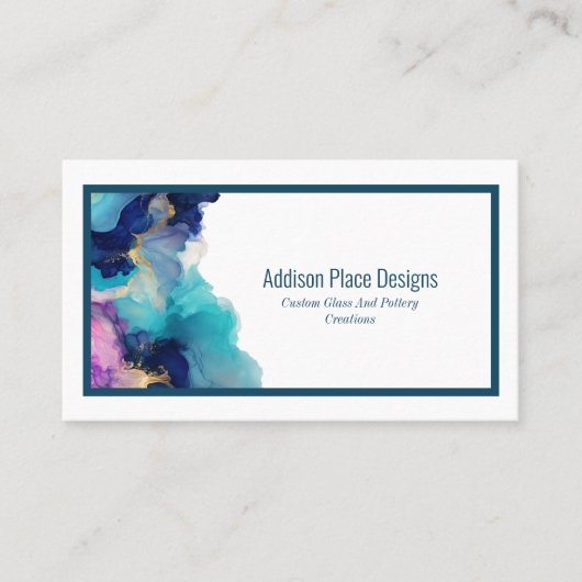 Abstrakter Alkoholink Blauer Lavendel Visitenkarte (Vorderseite)