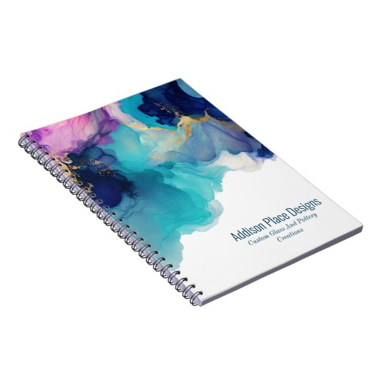 Abstrakter Alkoholink Blue Lavendel Business Notizblock (Rechte Seite)