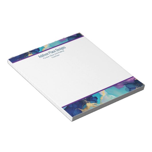 Abstrakter Alkoholink Blue Lavendel Business Notizblock (angewinkelt)