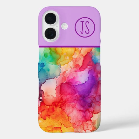 Abstrakter Alkoholintistik Regenbogen Mit Monogram Case-Mate iPhone Hülle (Rückseite)
