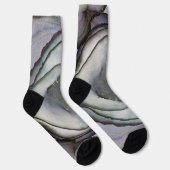 Abstrakter Alkoholtink Glimmery Lila Aquamarin Gol Socken (Rechts)