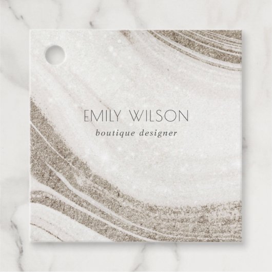 Abstrakter Alkoholtink Silver Navy Blue Glitzer Fa Geschenkanhänger (Vorderseite)