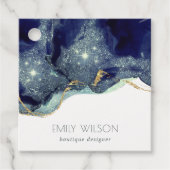 Abstrakter Alkoholtink Silver Navy Blue Glitzer Geschenkanhänger (Vorderseite)