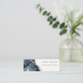 Abstrakter Alkoholtink Silver Navy Blue Glitzer Mini Visitenkarte (Stehend Vorderseite)