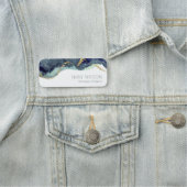 Abstrakter Alkoholtink Silver Navy Blue Glitzer Namensschild (Beispiel)