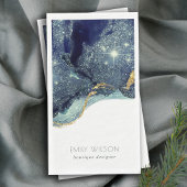 Abstrakter Alkoholtink Silver Navy Blue Glitzer Serviette