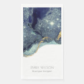 Abstrakter Alkoholtink Silver Navy Blue Glitzer Serviette (Vorderseite)