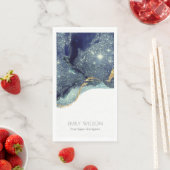 Abstrakter Alkoholtink Silver Navy Blue Glitzer Serviette (Beispiel)