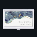 Abstrakter Alkoholtink Silver Navy Blue Glitzer Visitenkarten Dose<br><div class="desc">Wenn Sie weitere Anpassungen benötigen,  schreiben Sie mir bitte an yellowfebstudio@gmail.com</div>