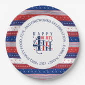 Abstrakter amerikanischer Sondertext am 4. Juli Pappteller (Vorderseite)