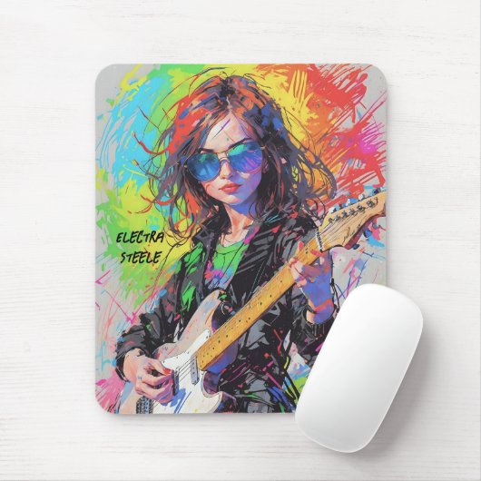 Abstrakter Anime-Rock-Gitarrist Mousepad (Mit Mouse)