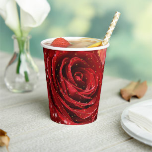Abstrakter Anlass rote Rosen Pappbecher