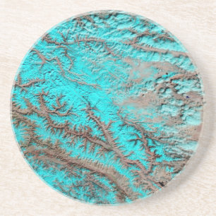 Abstrakter Aqua-Blauer Sandstein-Getränkeuntersetz Getränkeuntersetzer