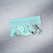 abstrakter Aqua Blue Aqua Salon WELLNESS-CENTER Magnetische Visitenkarte (Beispiel)