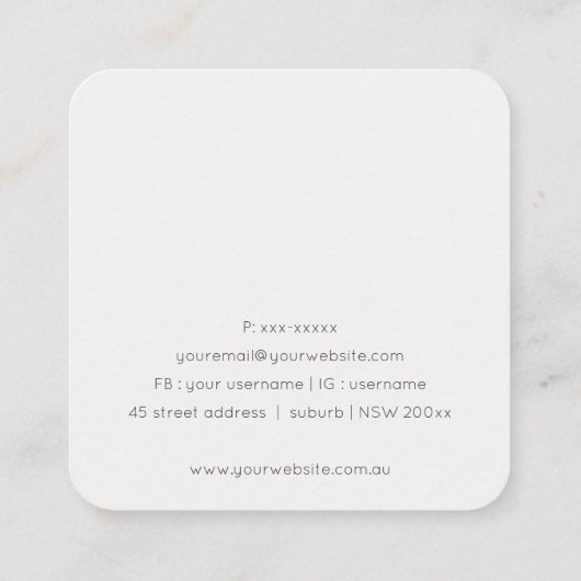 Abstrakter Aqua Blue Brush Stoß Monogram Glitzer Quadratische Visitenkarte (Rückseite)