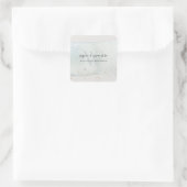 Abstrakter Aqua Blue Brush Stoß Monogram Glitzer Quadratischer Aufkleber (Tasche)