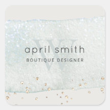 Abstrakter Aqua Blue Brush Stoß Monogram Glitzer