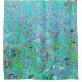Abstrakter Aqua Green und Lila Tiefgarten Duschvorhang (Vorderseite)