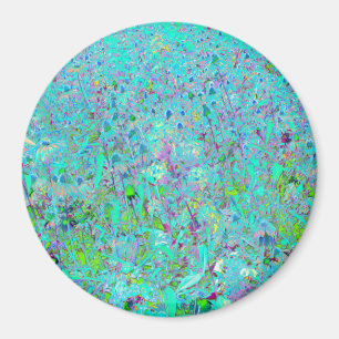 Abstrakter Aqua Green und Lila Tiefgarten Magnet