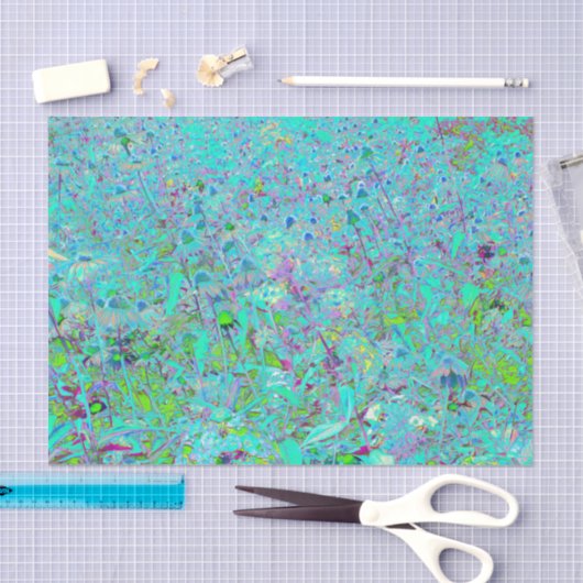 Abstrakter Aqua Green und Lila Tiefgarten Seidenpapier (Handwerk)