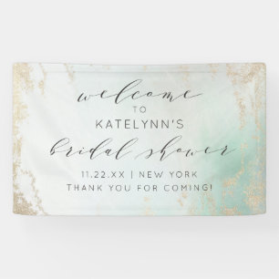 Abstrakter Aqua-Ombre-Verlauf mit mattiertem Goldg Banner