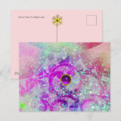 ABSTRAKTER AQUAMARINER BLAU, PINKWELLEN,GLITZERN,L POSTKARTE (Vorne/Hinten)