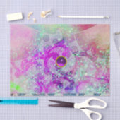 ABSTRAKTER AQUAMARINER BLAU, PINKWELLEN,GLITZERN,L SEIDENPAPIER (Handwerk)